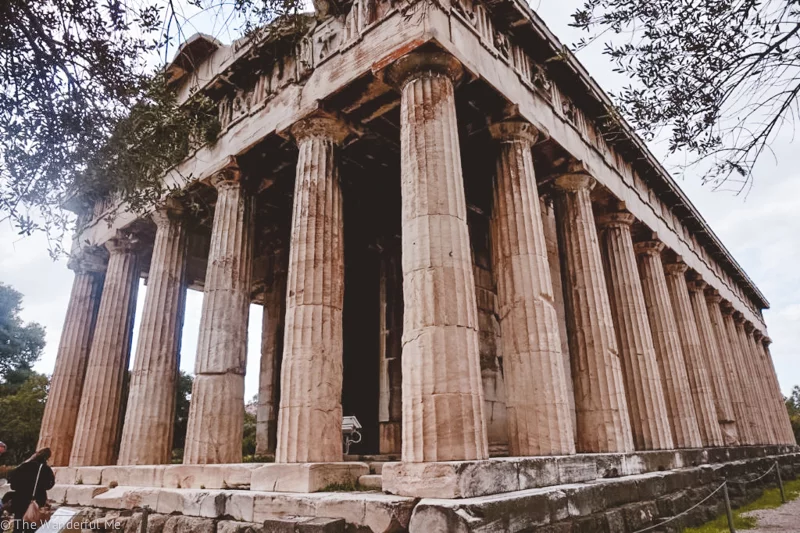 The Athens ruin of the Temple of Hephaestus, one of the most well-preserved temples in all of Athens.