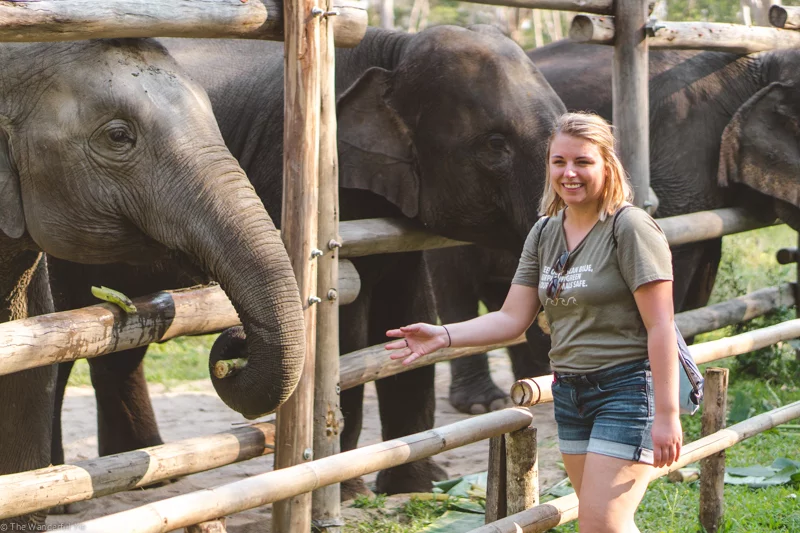 Sophie smiling like a fool because she's so darn happy to be spending the day at one of the most ethical elephant sanctuaries in Thailand!