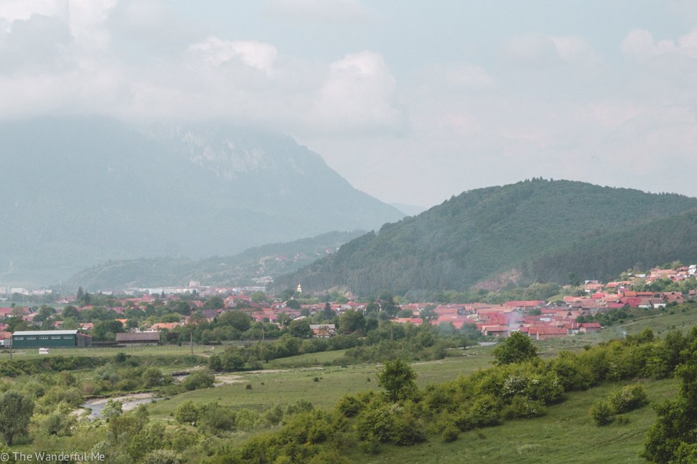 Overlooking the Romanian countryside and the town of Zarnesti. 