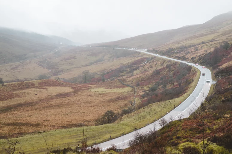 One of the many long stretches of road in Wales. 