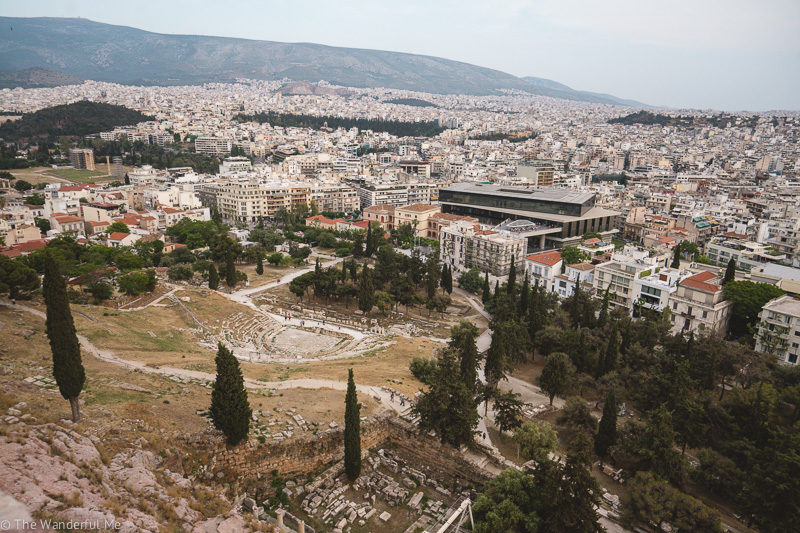 View overlooking Athens city from the Acropolis in Greece. 