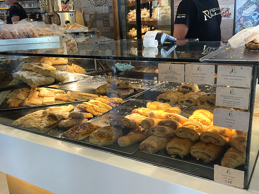Ragoussis Bakery, one of my favorite Greek bakeries to eat while traveling around Paros for a few days. 